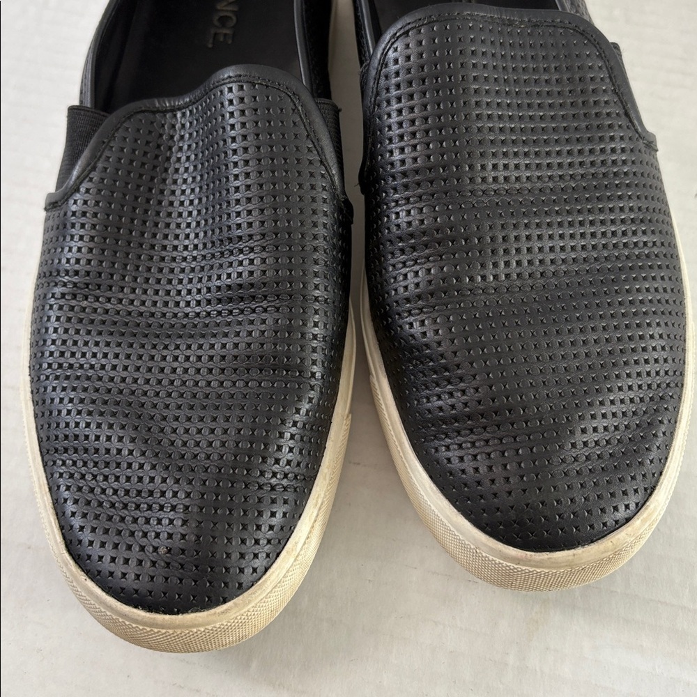 Vince Perforated Black Slip-On Loafers Size 8.5 - Picture 8 of 13